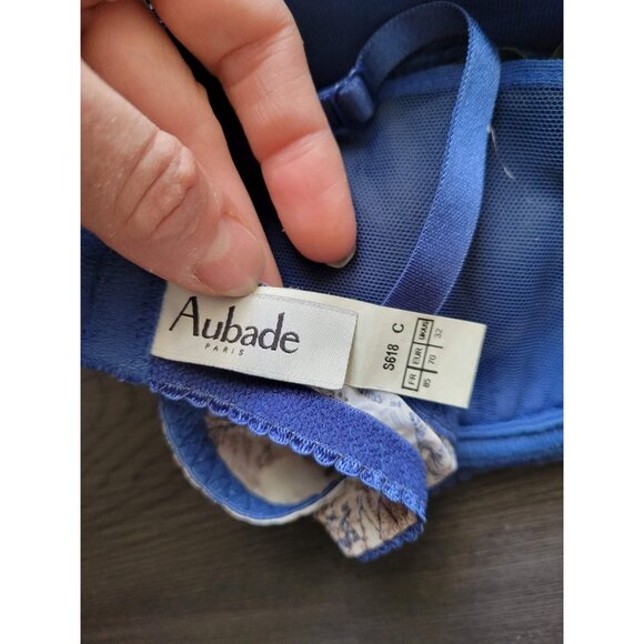 Aubade Memoire Blue Lace Bra Size 32C - Picture 4 of 5